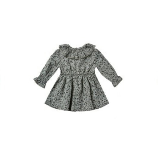 ruffle collar baby dress indigo meadow