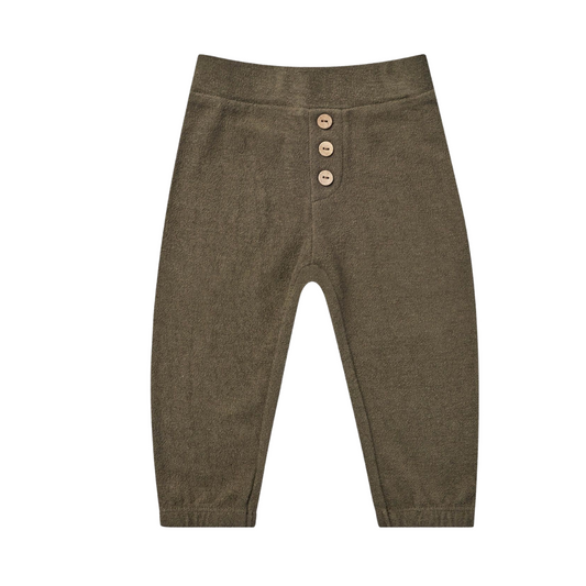 button jogger pant army