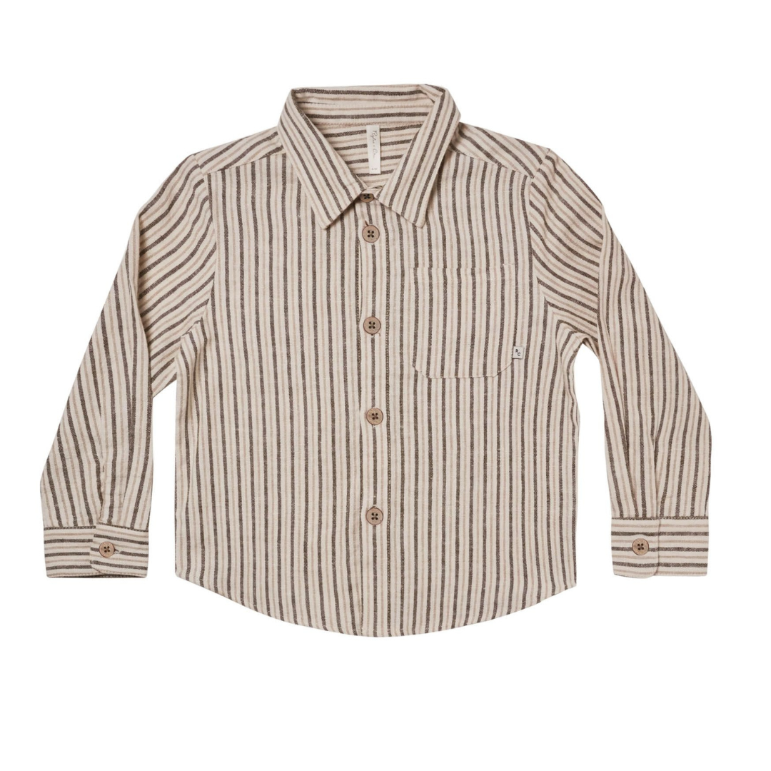 COLLARED LONG SLEEVE SHIRT || MICRO STRIPE