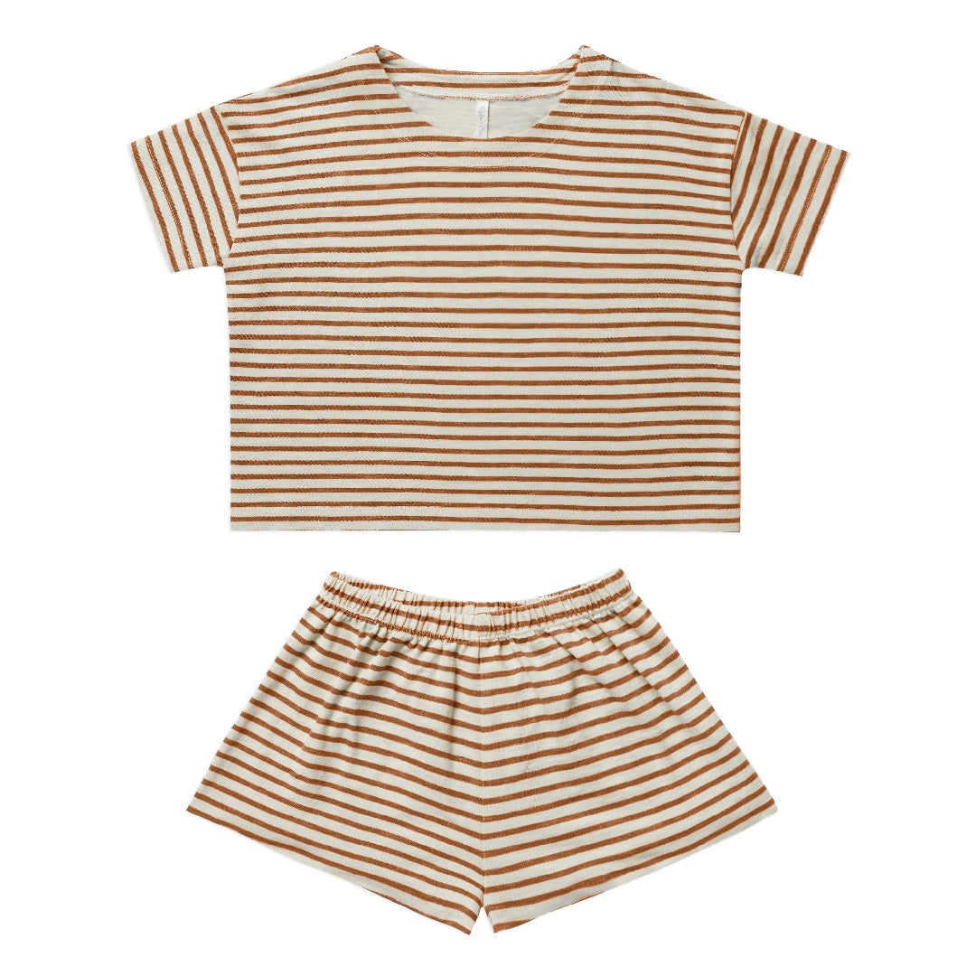 SLUB KNIT SET | RUST STRIPE