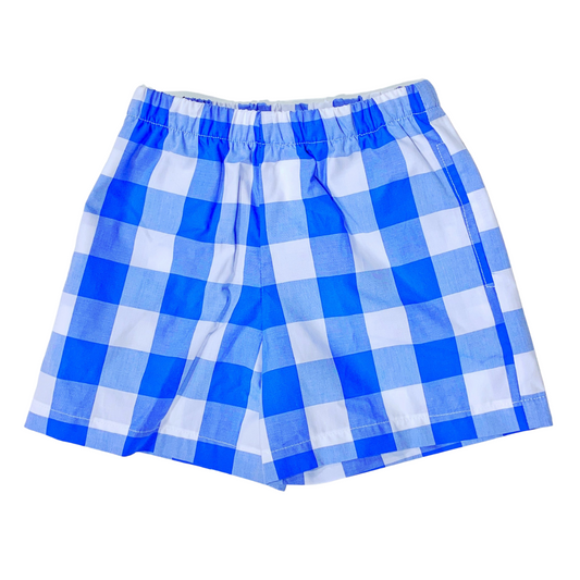 BRIGHT BLUE GINGHAM PLAYSHORTS