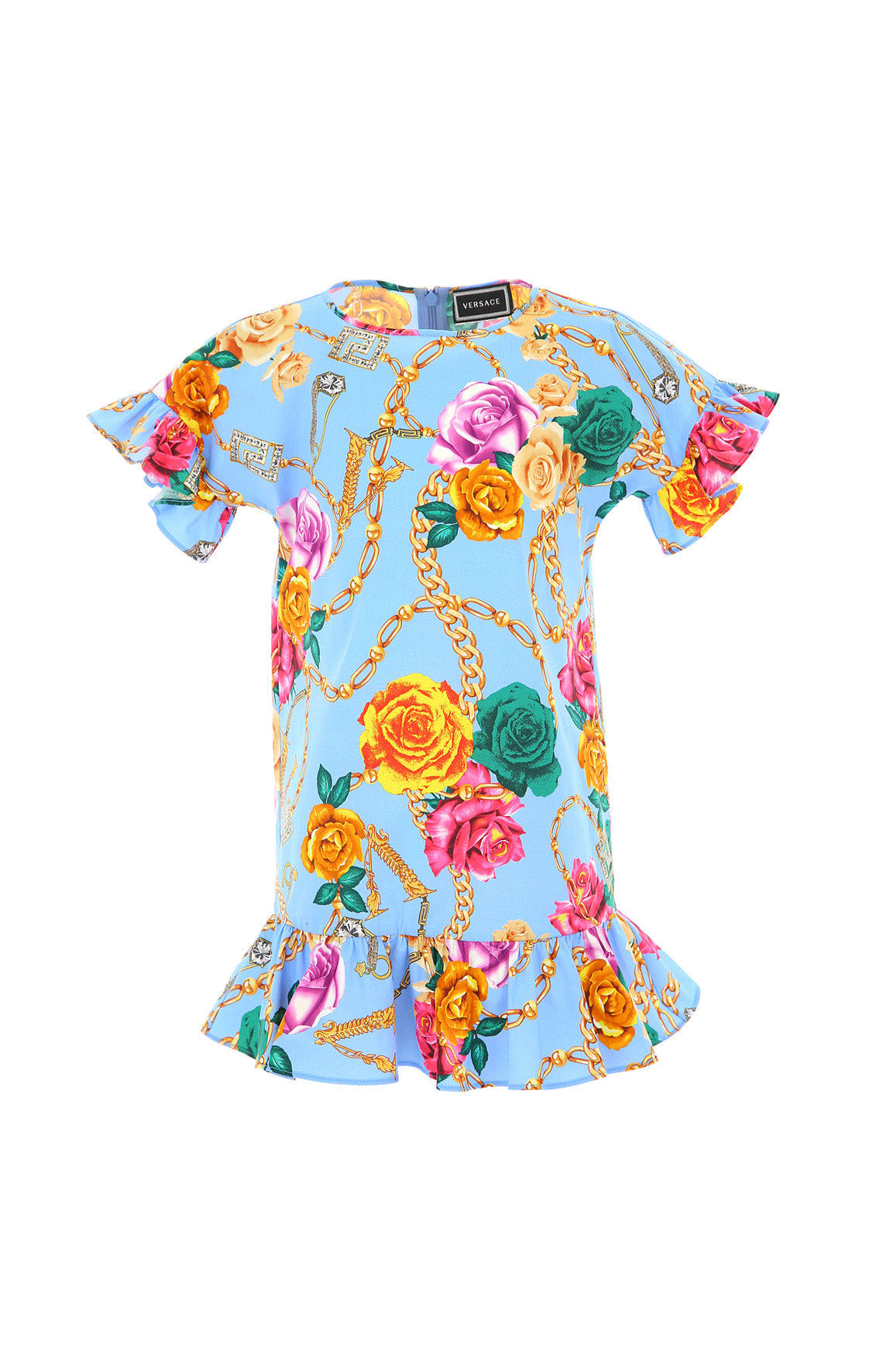 Chain + Roses Ruffle Trim Dress