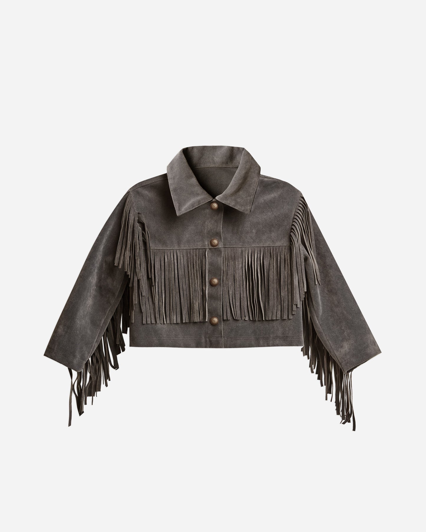 fringe jacket || charcoal