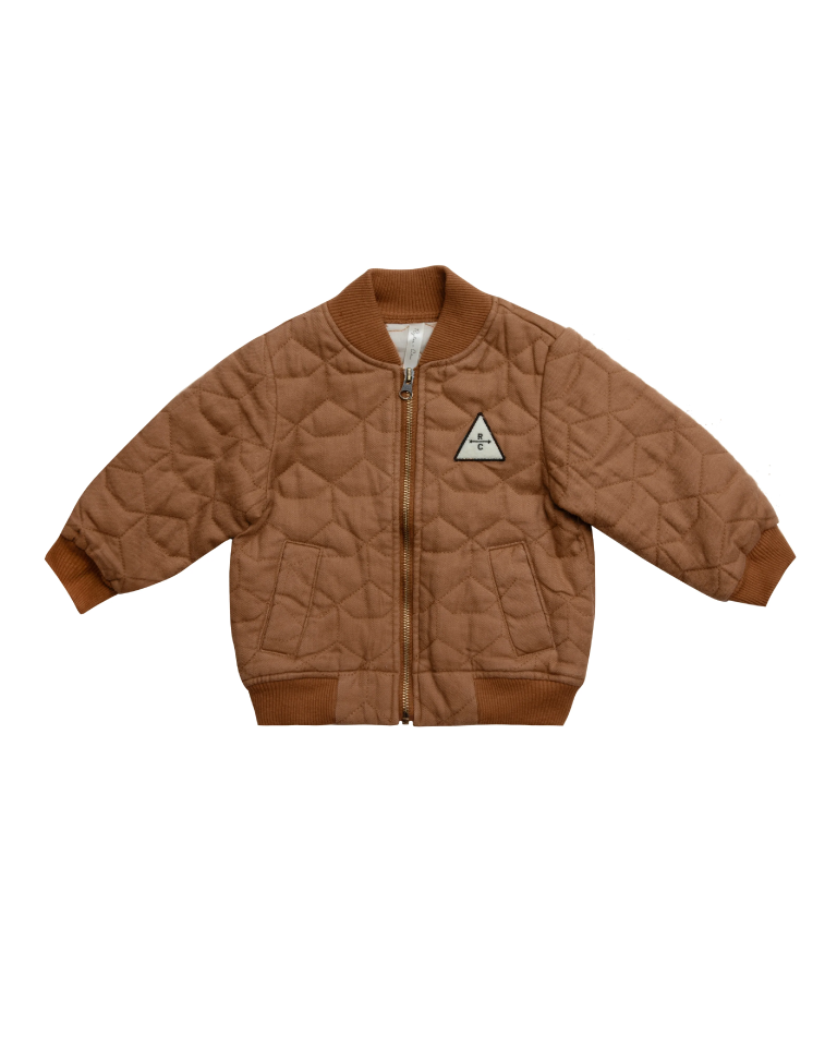 quilted bomber jacket || rust