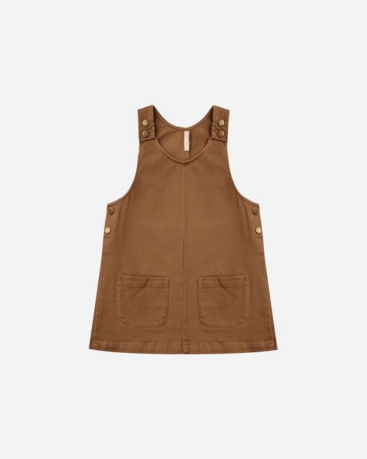 odette overall dress || rust