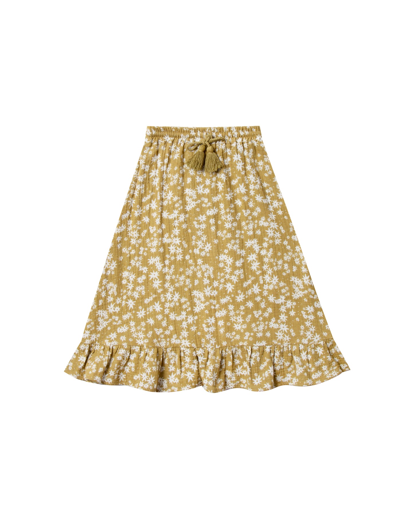 scattered daisy ruffle midi skirt
